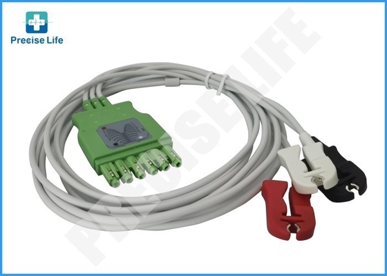 Drager MP03402 kabel EKG 3-bodi konektor single-pin IEC2 kode warna 1m panjang
